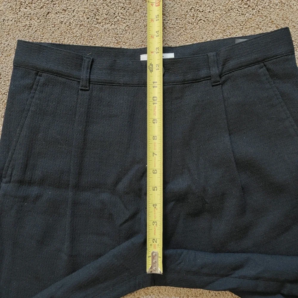 COS Mens Black Pleated Tapered Wool Trousers Pants 32R Textured Mid-Weight